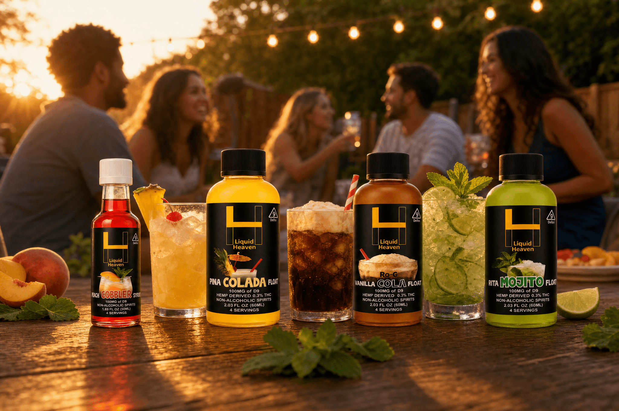 Liquid Heaven bottles at a backyard get-together
