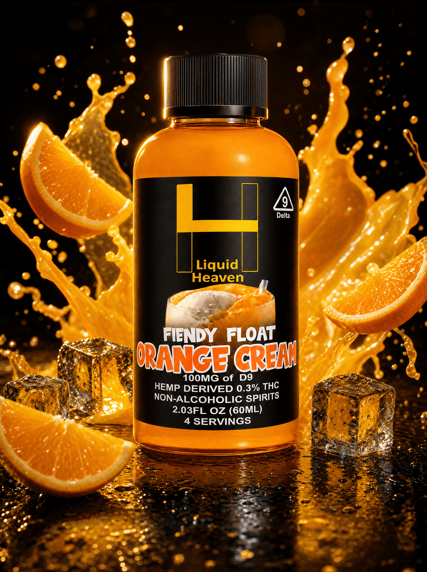 ORANGE CREAM — Liquid Heaven Delta 9 float 60ML, 100MG THC bottle